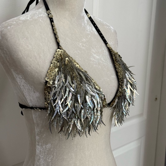 Sequin fringe bikini top size small - Picture 4 of 12